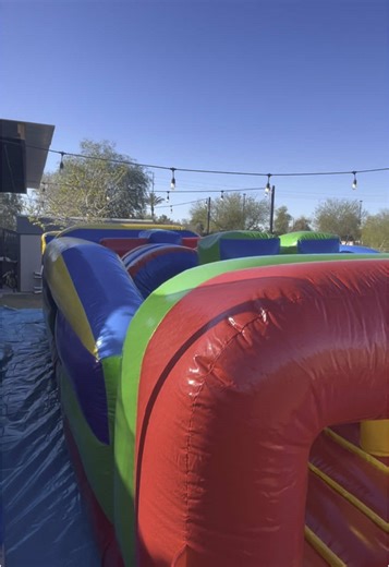 30ft retro 7 element obstacle course rental Phoenix/Glendale areas!! Book yours today before it gets too hot ☀️ Get a quote online RoolysPartyRentals.com or call/text 480-931-0311