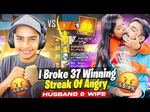 First Time Broke 37 Winning Streak 😱 Aditech Vs Angry Husband & Wife 🤬 गुस्सा हो गए || Free Fire