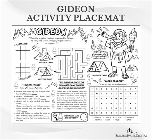Gideon Bible Activity Placemat: Sunday School Coloring Page (PDF Download) - Etsy