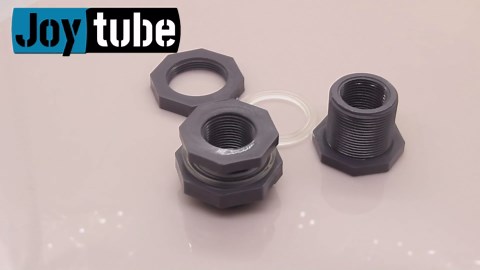 JoyTube 2” Female PVC Bulkhead Fitting with Plug Silicon Seal Gasket Water Tank Connector for 3 Inch Hole Saw Rain Barrels, Aquariums