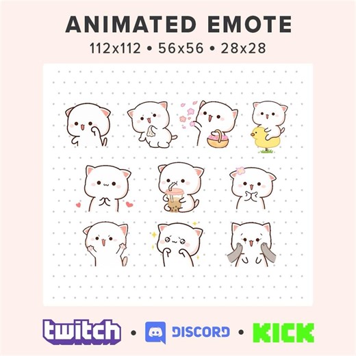 10 Cute Cat Emote Pack GIF | Kawaii Neko Emote for Twitch, Discord, Youtube - Etsy