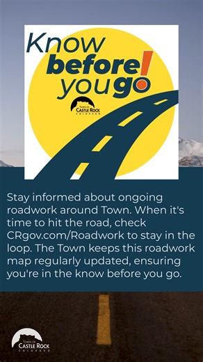 #crgov #castlerock 🚧 Stay informed about ongoing roadwork around Town. When it's time to hit the road, check CRgov.com/Roadwork to stay in the loop. The Town keeps this roadwork map regularly updated, ensuring you're in the know before you go. While major roadwork updates will be shared on social media, CRgov.com/Roadwork is your go-to for details on smaller projects around Town. Plus, keep an eye out for roadside signs notifying you about ongoing roadwork during your travels. Whether you're pl