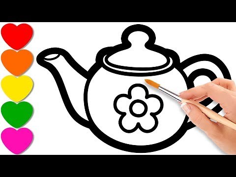Tea Set and Teapot painting for toddlers, coloring for kids