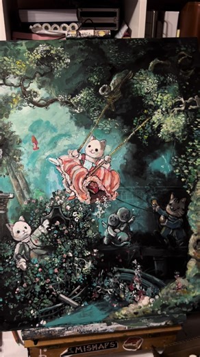 Calico Critters x “The Swing!🌸😭 this one drained me ngl #painting #calicocritters #asmr #vlog #art