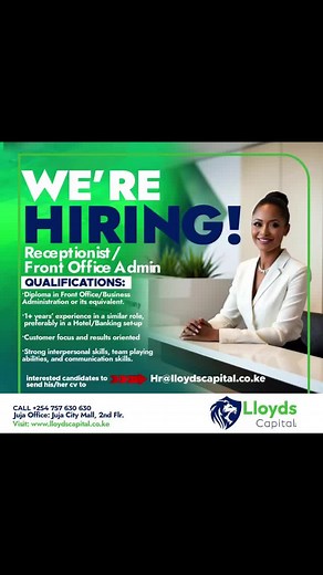 Join Our Team as a Receptionist at Lloyds Capital