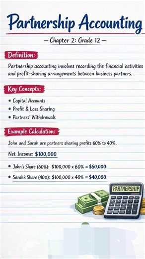 Partnership Accounting Explained! 🤝 Profit sharing made simple. 📚 #accounting #grade12 #studyhack