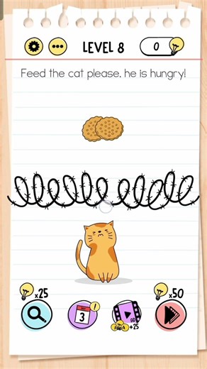 Brain test Level 8 feed cat please he is hungry!