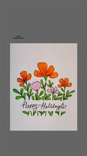 Happy Holidays card #art #easyart #holidaycards #youtubeshorts #shorts