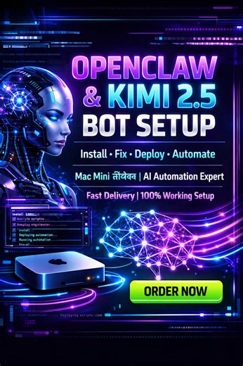 Thequicklogic: I will fix setup openclaw open claw developer bot install deploy kimi 2 5 mac mi for $80 on fiverr.com
