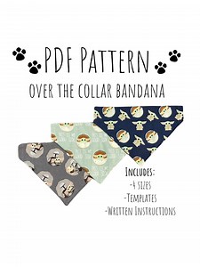 PDF Pattern/tutorial Over the Collar Dog Bandana -x 4 Sizes- Instant Download - PDF - Etsy