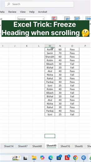 Freeze Panes in Excel | Lock Header Row in Excel | Excel Shortcut Trick#excel #exceltips#exceltricks