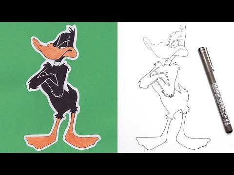 HOW TO DRAW Daffy Duck - Looney Tunes - Step By Step Tutorial For Beginners - DeMoose Art