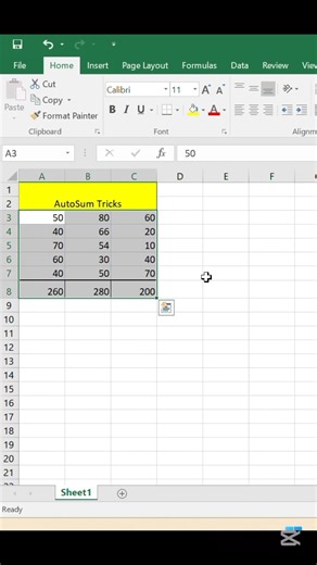 AutoSum in excel//sum shortcut trick in excel/Automatic sum in Excel-AS Technology-#exceltricks
