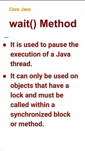 wait() Method (67) #corejava