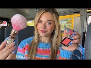 ASMR Sweet Girl On The School Bus Does Your Makeup 🚌💗 (your first day at a new school!)