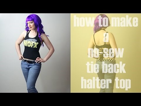 How to Make a No-Sew Tie Back Halter Top - DiY Fashion Tutorial