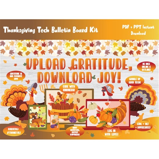 Thanksgiving Tech Technology Bulletin Board Kit/fall Autumn STEM Computer Lab Classroom Wall Decor/elementary/primary School/printable/l683 - Etsy