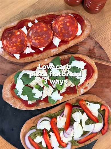 Three ways to make the ultimate low-carb flatbread pizzas with HeyLO! 🍕✨ Quick, satisfying, and perfect for midweek meals when you want something delicious without the guilt. Which one are you trying first? 👇​ #HeyLO #LowCarbPizza #FlatbreadPizza