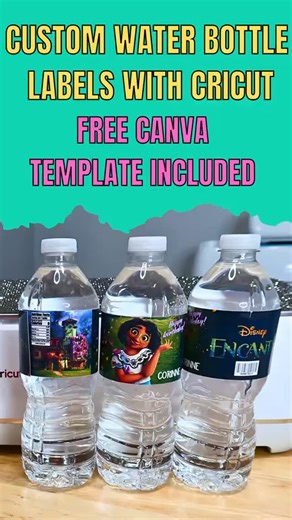 Corinne Blackstone | Cricut tutorials on Instagram: "Make your own custom water bottle labels using canva and your Cricut. A free template is included to make this project super easy! Comment WATER BOTTLE for the full tutorial! These are fun for birthdays, weddings, graduation and more! #custompartydecor #customwaterbottle #customlabel #cricut #cricutpartyideas #custompartydeco #cricutpartydecor #cricutideas #cricuttutorials #cricutmade #waterbottlelabels #onthisday"