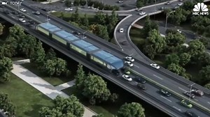 See the bus that would straddle the road and drive over traffic. | NBC News World