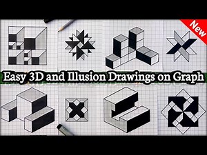 Easy and Unique illusion and 3D Drawings on Graph Paper ✏️ 3D Drawing