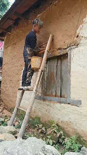 Construction Skills: Applying Mixture to Rustic Building