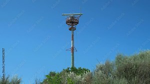 Radar antenna radar marine waterway safety . Maritime ship traffic radar post