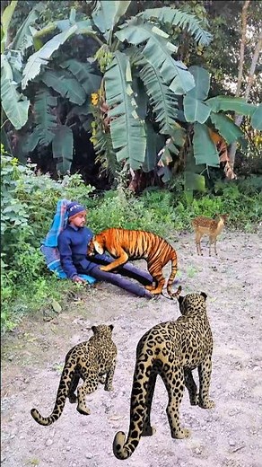Tiger eating a man. and two leopard attack the tiger 😱😱 #foryou #shortsfeed #leopard