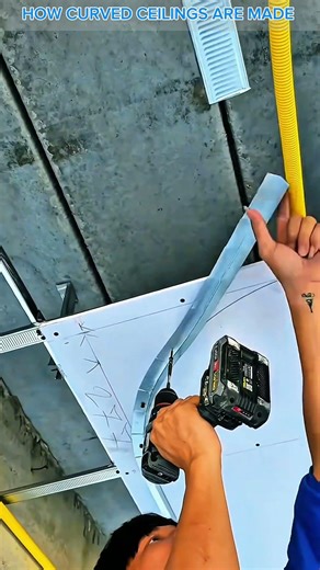 Amazing Curved Drywall Ceiling Framing – Cutting Aluminum Track to Create Perfect Curves.