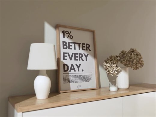 Motivational 1% Better Everyday Poster for Minimalistic Home or Office Decor - Etsy