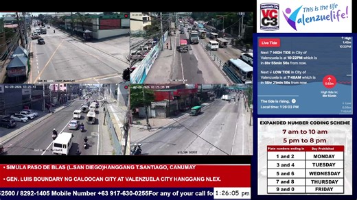 Magandang Hapon, Valenzuelanos! Narito ang lagay ng trapiko sa mga kalsada sa ating lungsod ngayong araw ng Sabado, Pebrero 28, 2026. Courtesy: VCC3 - Valenzuela City Command, Control and Communication Center | Valenzuela City