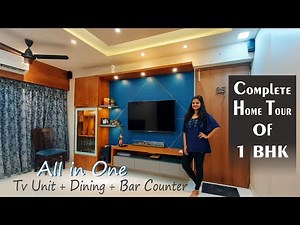#HomeTour of 1BHK Flat | #interior #interiordesign at Thane | TV unit with Dining+Bar Counter