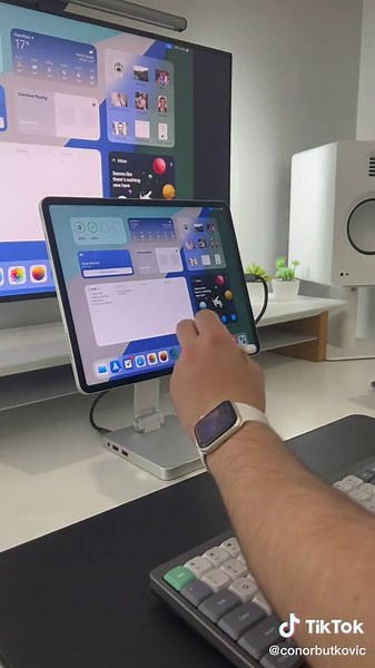 New iPad setup. With some new additions to the setup, I decided to revamp the work from home iPad setup. As much as I love using my Mac studio for everything there’s just something about photo and design work on the iPad that just adds some fun Do you use Airplay to Mac?#graphicdesign #applepencil #desksetup #ipad #ipadpro #ipadair #studiosetup #deskinspiration #deskinspo #workfromhome #ipadsetup