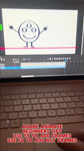Beginners animation on Adobe Animate quick tip use F5 to add frames and F6 to add key frames #adobe