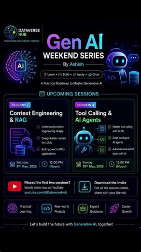 Gen AI Weekend Series by Ashish | Context Engineering, RAG, Tool Calling & AI Agents #datacareers