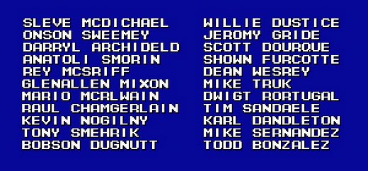 Check out these wonderful "American" names from a '90s Japanese video game