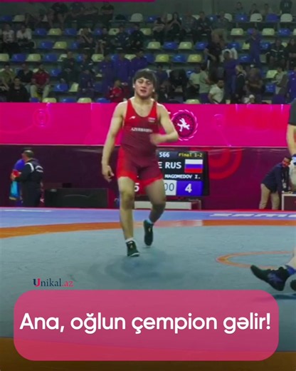 U15 Avropa çempionu Elvin Necəfzadə (85 kq) Samokovdan anasına səslənir: Ana, oğlun çempion gəlir! 🥇 #GüləşQürurlandırır #U15 #freestylewrestling #europeanchampionship #unikalaz