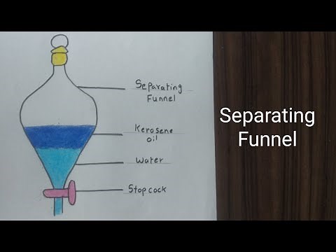 Separating Funnel Diagram | Science Class 9 Drawing | Water & Oil Separating Drawing