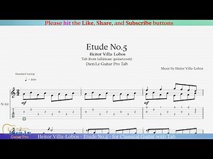 Heitor Villa-Lobos - Etude No.5 - for Classical Guitar with Tab