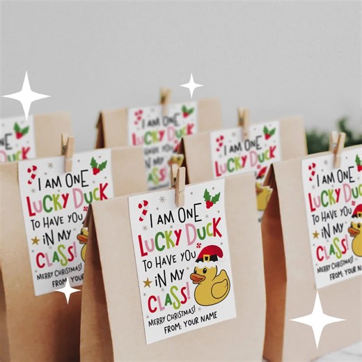 Christmas Rubber Duck Gift Tags Printable, Holiday Classroom Student Treat Label - Etsy