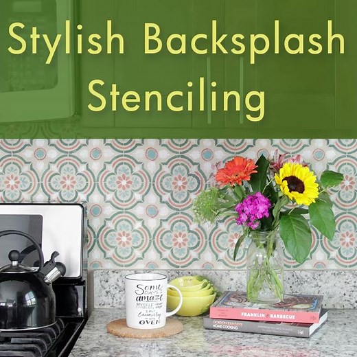 How to Stencil a DIY Kitchen Tile Backsplash in 5 Easy Steps - How to Paint with Wall Tile Stencils