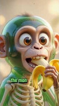 Skelly Monkey tries a banana for the first time! 🐒🍌His cute and funny reaction will make you smile!