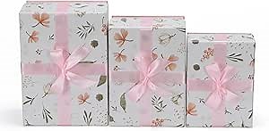 Amazon.com: Ditwis 3 Pack Rectangular Gift Boxes with Deep Lids, Ribbons, Floral Patterns, Nesting Gift Box for Presents, Birthdays, Valentine's Day, Weddings and Christmas : Health & Household