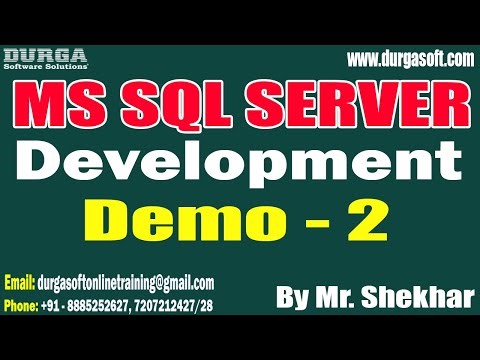MS SQL SERVER Development tutorials || Demo - 2 || by Mr. Shekhar On 14-10-2025 @7AM (IST)