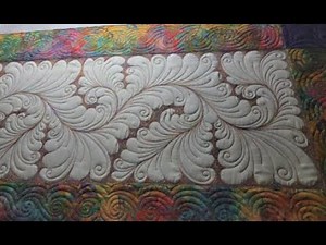 Thread Painting Batik Runner Feathers Table Runner Free Motion Longarm Quilting