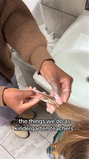 Never thought we’d be scrubbing play-doh out of a student’s hair..but here we are. Just another day in the life of a kindergarten teacher #teacherlife #teachersoftiktok #kindergarten @Carlia Matthews