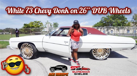 White 73 Chevy donk on 26” DUB wheels