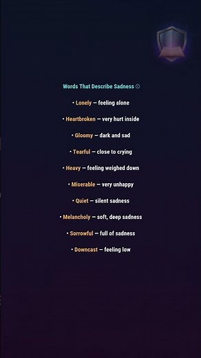 10 Words That Describe Sadness 🌧️ | Vocabulary Short #shorts #viral #vocabulary