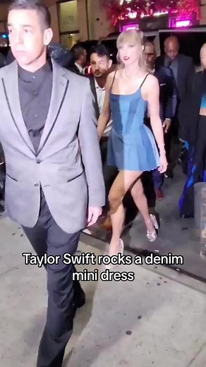 Taylor Swift wore the cutest denim mini dress to the VMAs after party 📸: Getty #taylorswift #vmas #swifttok #swifties #swiftie
