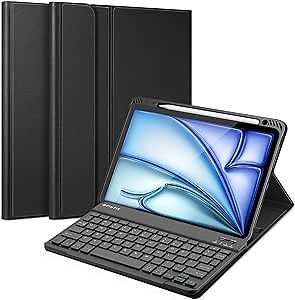 FINTIE Keyboard Case for iPad Air 11-inch M3 (2025) / M2 (2024), iPad Air 5th (2022) / 4th Generation 10.9 Inch - Soft TPU Cover w/Magnetically Detachable Bluetooth Keyboard, Black